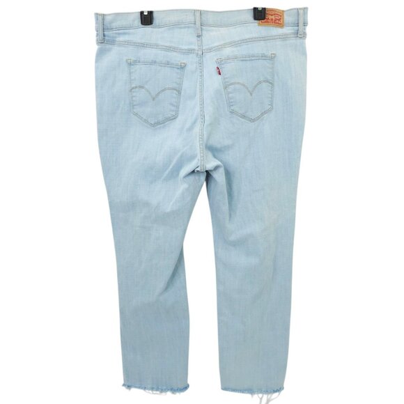 Levis 724 High Rise Straight Jeans Womens Size 20W Frayed Hem Light Wash Denim - Picture 2 of 15